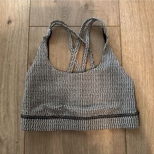 🖤 Lululemon Strappy Sports Bra – XS – Black & White Houndstooth